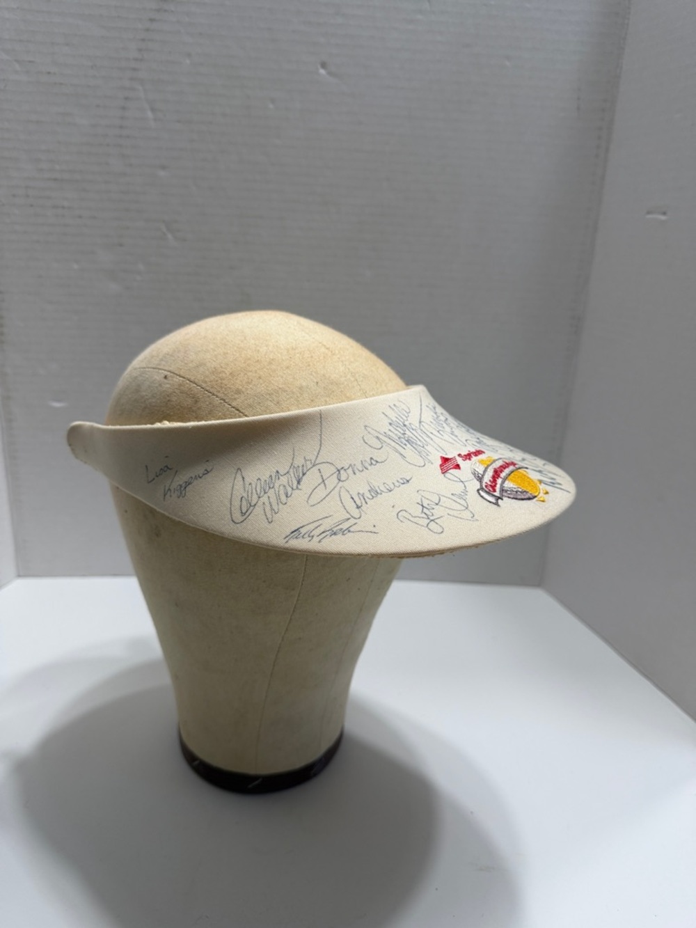 Vintage Cream Sprint Championship Autographed Visor with Embroidered Crest